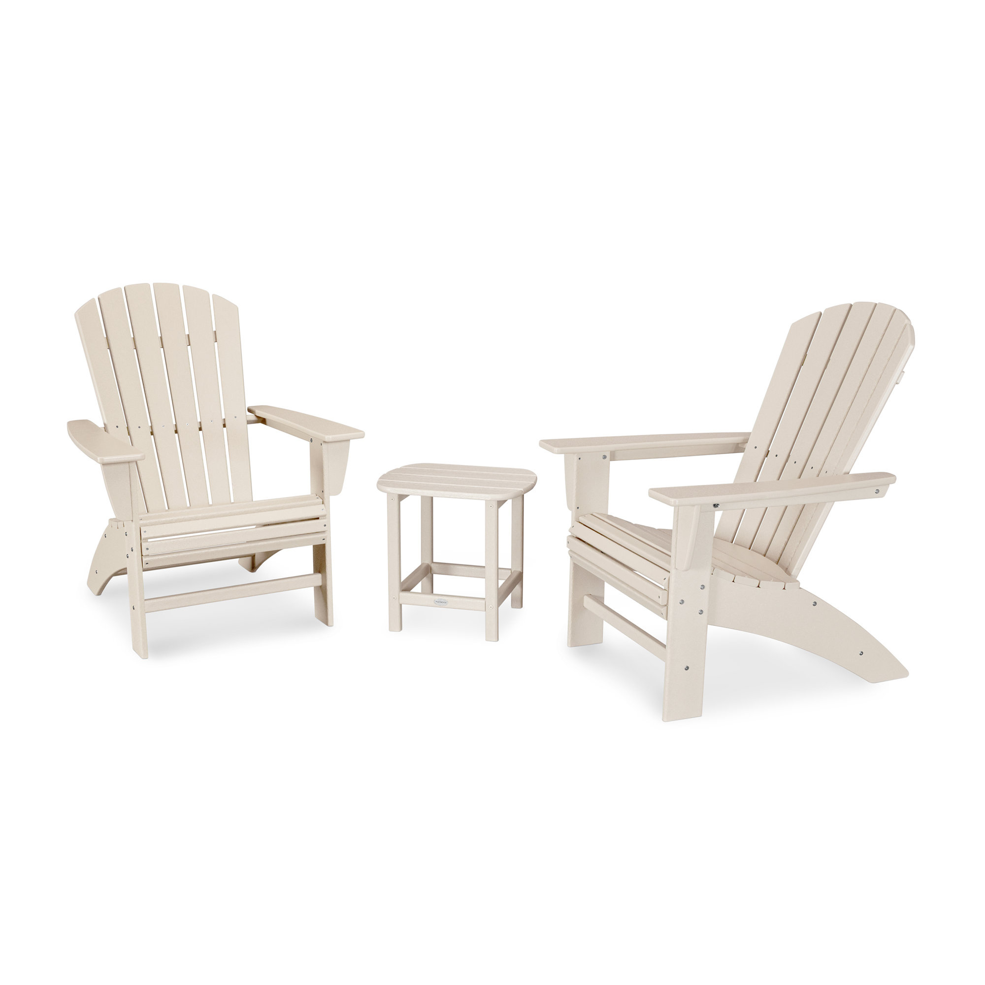 Nautical 3-Piece Curveback Adirondack Set, Sand