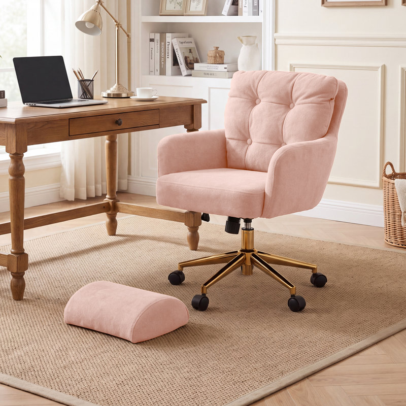 Fauteuil de bureau rembourré avec repose-pieds, Rose