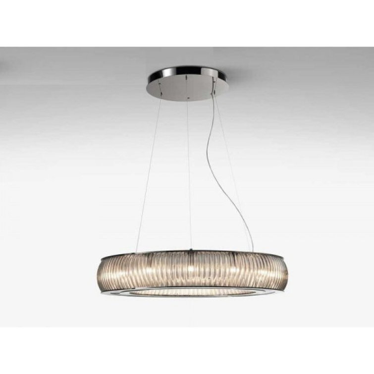 1 - Rhea Fendi Circular Led Light Simple Drum LED Chandelier with Glass Accents