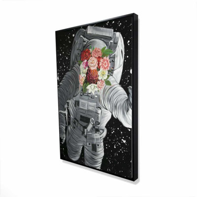 Dreaming of Space - Black Man Framed Canvas Home Decor