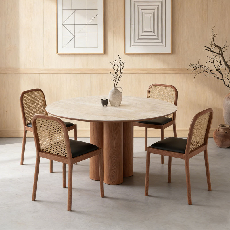 Table ronde French Vintage, H 29,5 po x L 47,2 po x l 47,2 po