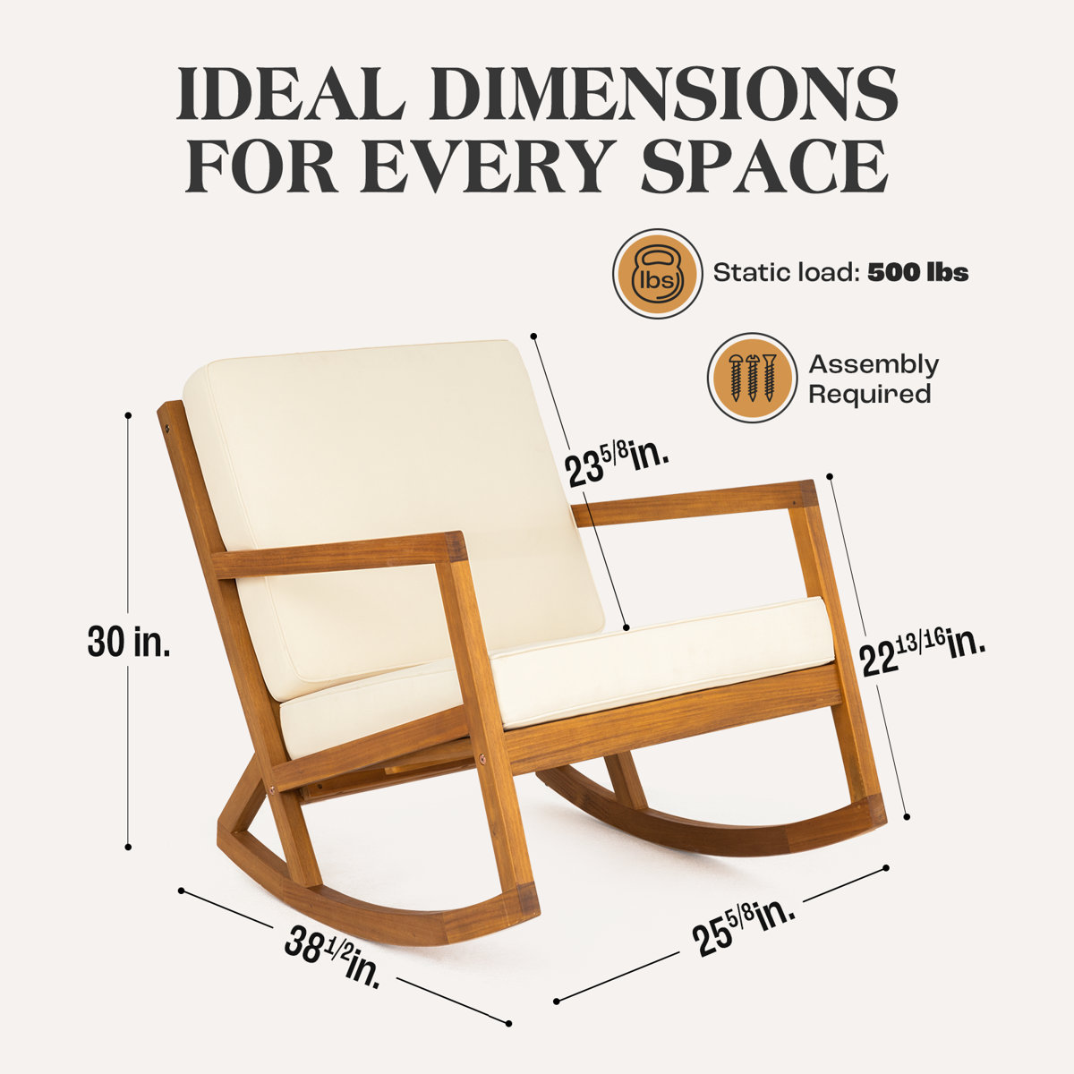 Latitude Run® Louis Acacia Outdoor Rocking Chair & Reviews | Wayfair