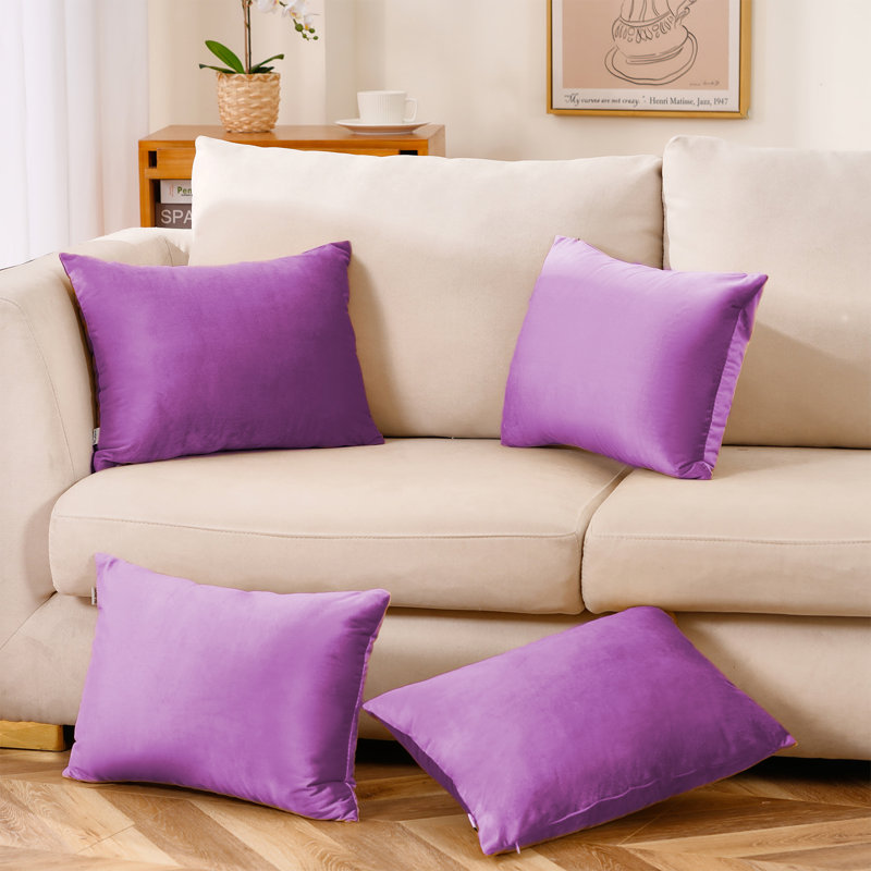 Housse de coussin en velours (ensemble de 4 housses de coussin seulement), Violet