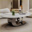 Table basse moderne en faux marbre blanc avec base sculpturale en acier inoxydable Modern Easy Stable