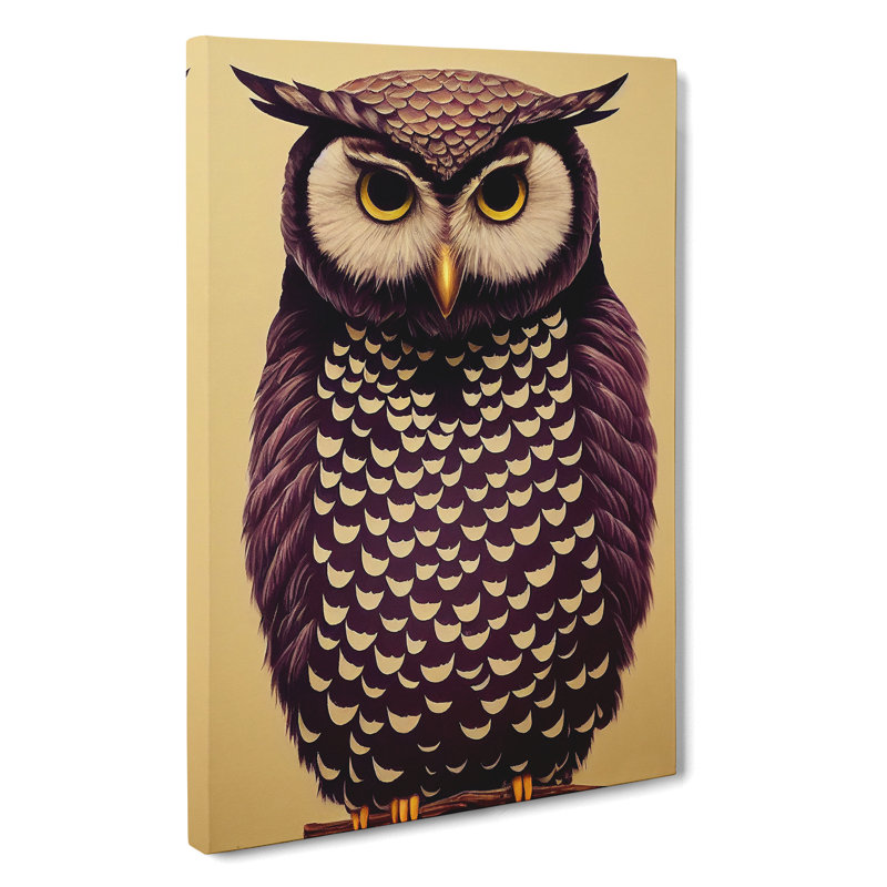 Perched Owl - Wall Art, Wrapped Canvas, 76cm H x 50cm W, No Matte