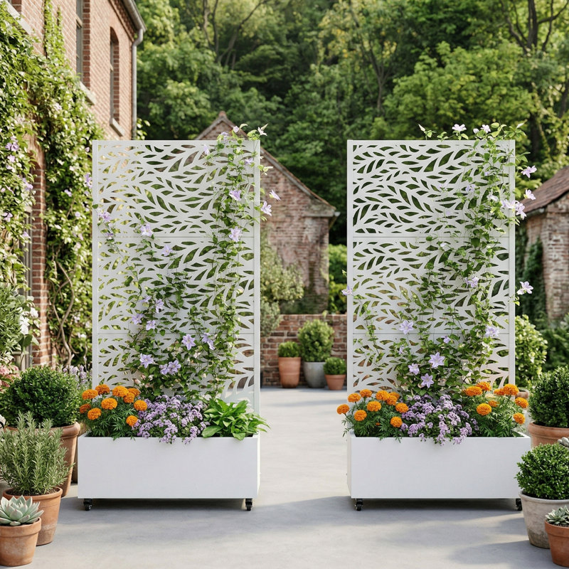 Jardinière en métal galvanisé avec treillis
