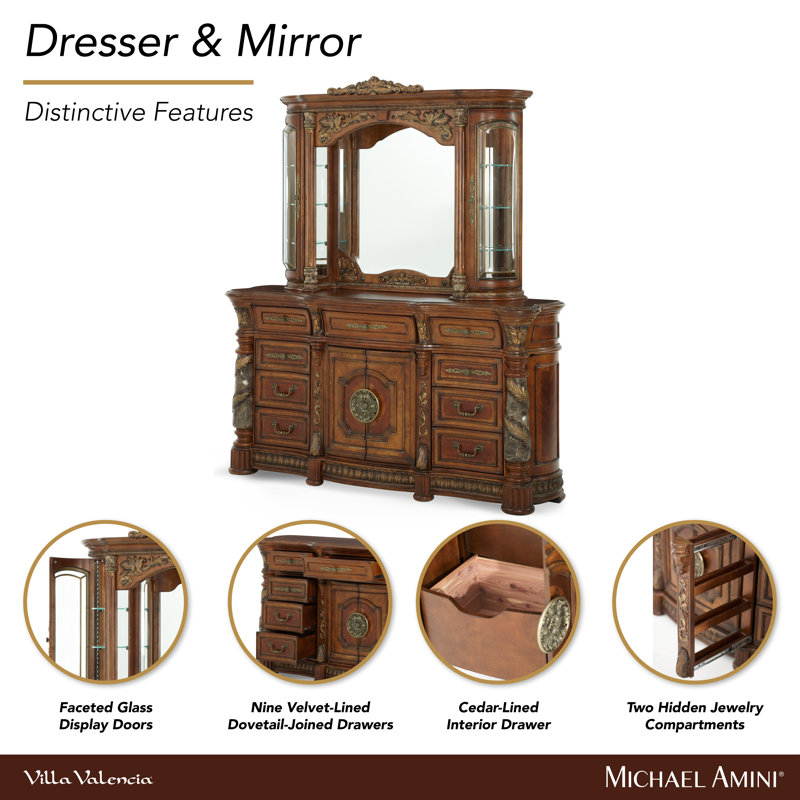 Villa Valencia Dresser & Mirror Set