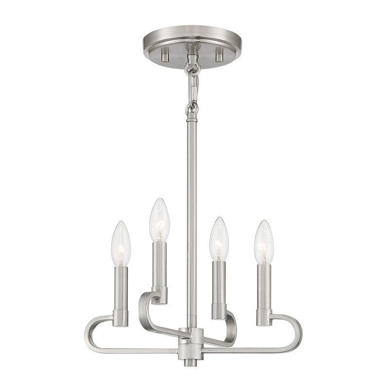 4 - Light Dimmable Classic / Traditional Chandelier, Brushed Nickel