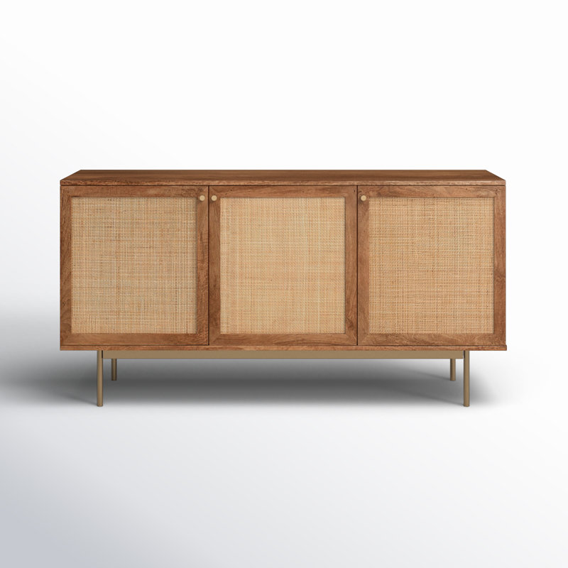 Richmond 57.25'' Walnut Mango Wood Sideboard with Cane Panels