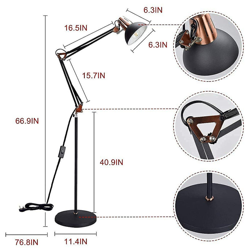Januelle 169.9cm Black Task Floor Lamp