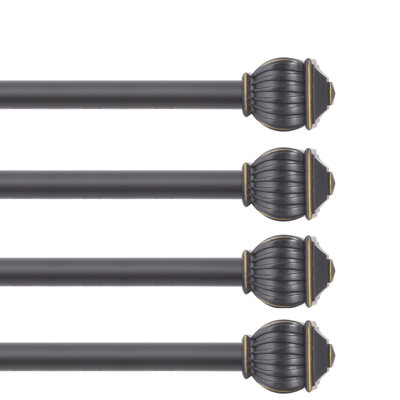 Berkley Kenney Beckett 5/8" Standard Decorative Window Curtain Rod, 4-Pack, 28-48", Pewter, 4-Pack