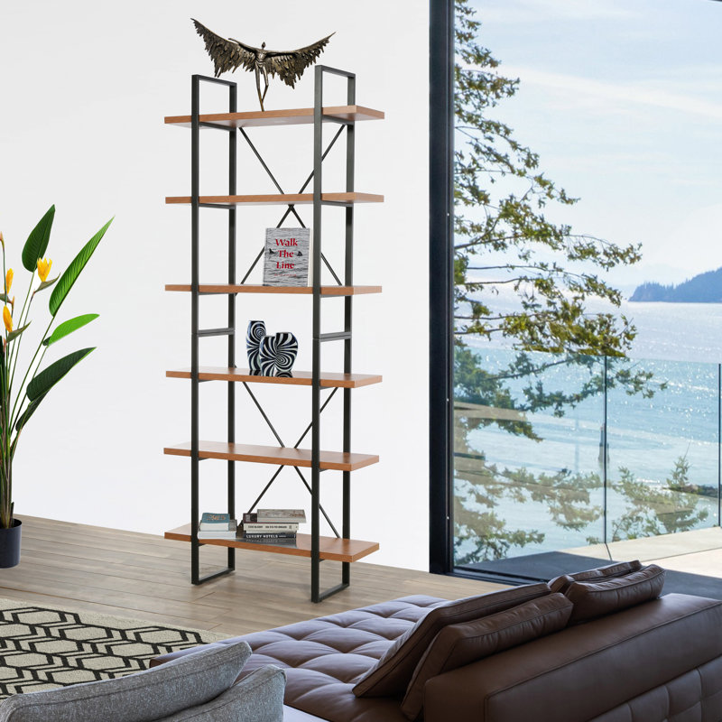 Etagere, (6 Shelves) 85.83" H x 35" W x 12.52" D, Walnut