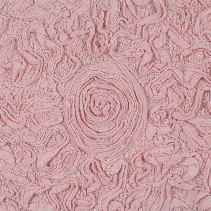 Schoenberger Floral Design Cotton Bath Rug, Pink, 40" L x 24" W