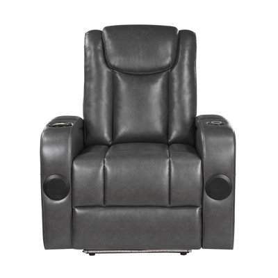 Demetrial Faux Leather Power Reclining Home Theater Seat with Cup Holder