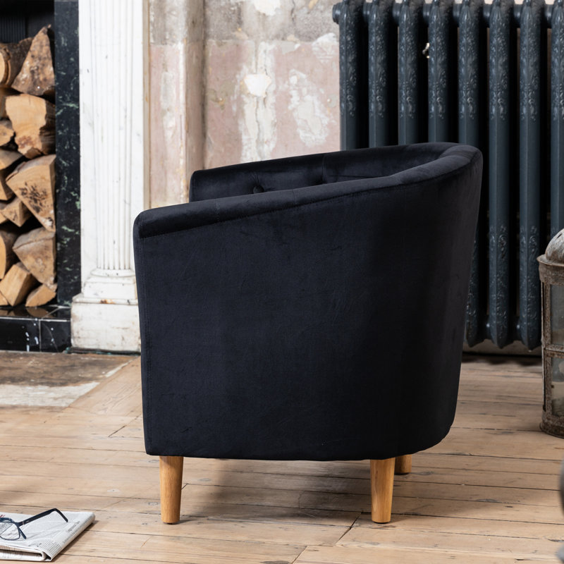 Tarbes Velvet Barrel Chair, Black