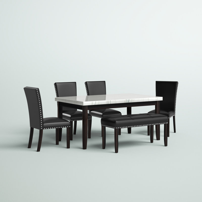 Navi Marble Top Four Leg Dining Set