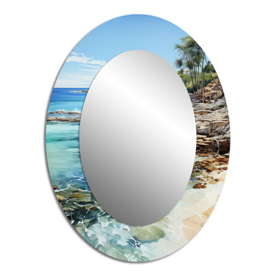 Beach Beach Tropical Paradise III - Miroir mural ovale sarcelle