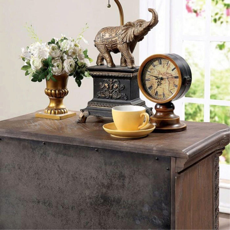 Table de chevet transitionnelle rustique en bois naturel 1pc