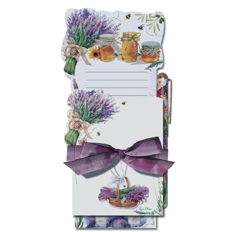 3 Piece Lavender Bee Farm Diecut Magnetic Listpad and Sticky Notepad Set