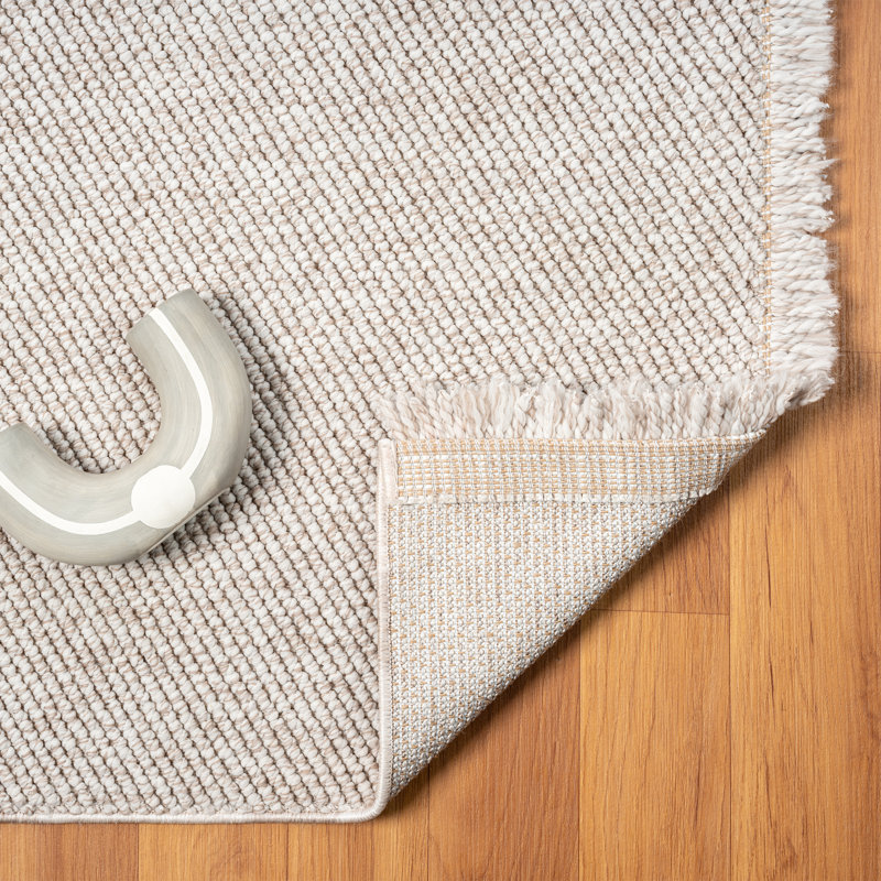 Textured Fringed Area Rug, Rectangle 4' x 6', Beige