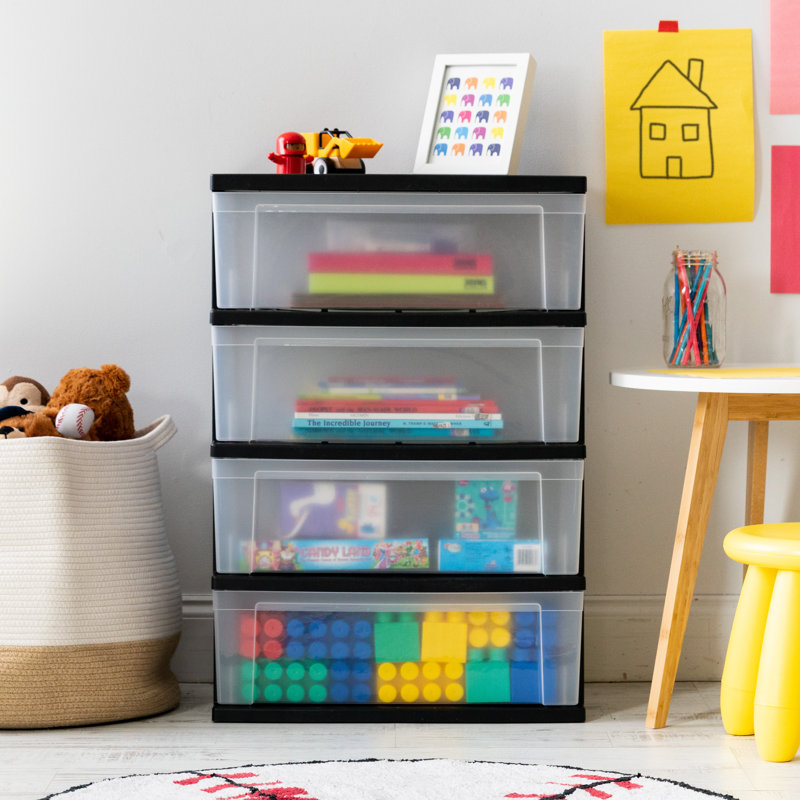 IRIS 4 Drawer Plastic Wide Chest, Black
