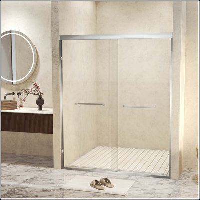 Porte de douche double 44-48 x 72 - Finition nickel brossé