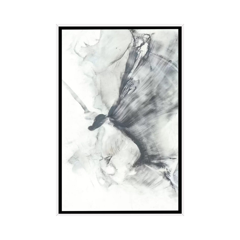 Reproduction d’art, "marbled Grey III" par Ethan Harper, H 48 po x l 32 po x P 1,5 po, Toile blanche encadrée, Pas de tapis