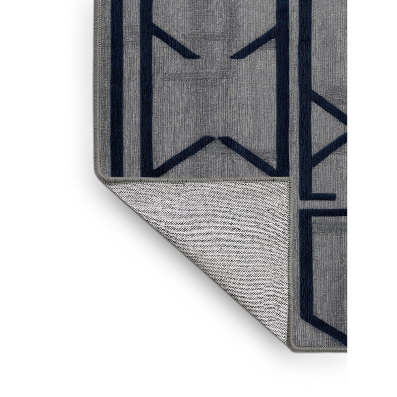 Tapis gris en treillis lavable à la machine, Rond 4 pi