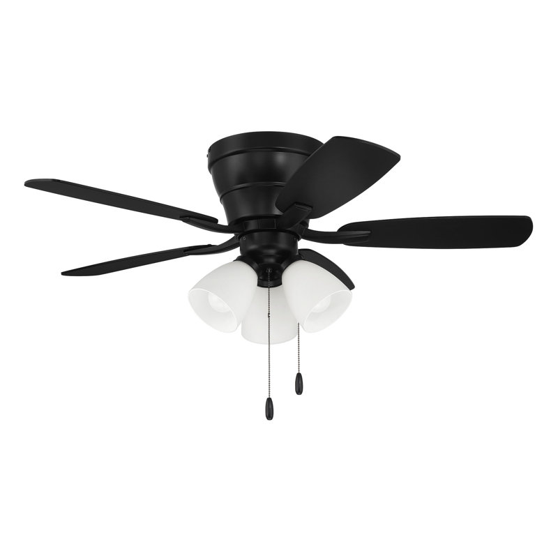 Ventilateur de plafond 42 po avec 5 pales Zedric, Noir mat, 42", Noir mat