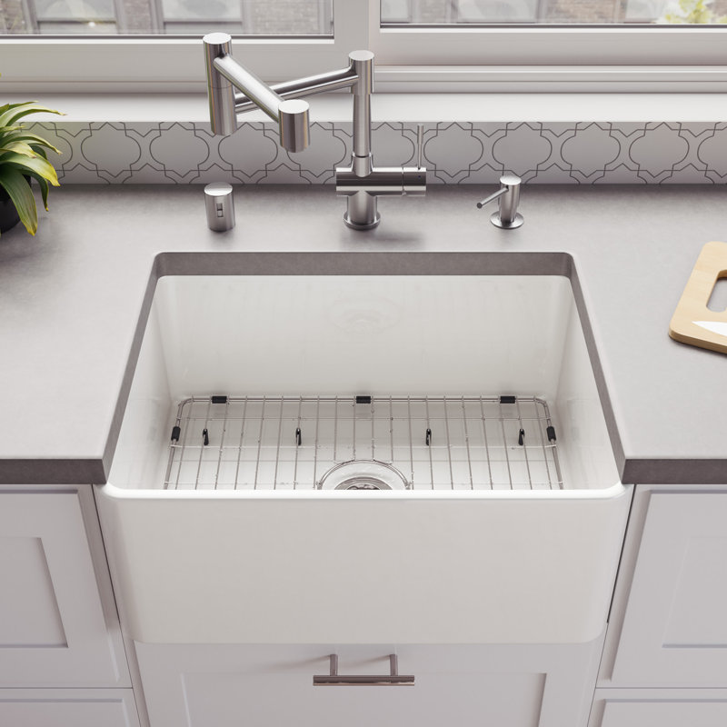 Fireclay 24" L x 18" W Farmhouse/Apron Kitchen Sink