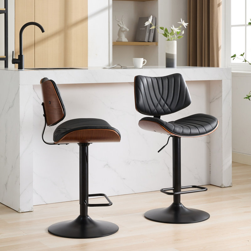 Tabouret pivotant à hauteur de comptoir Rosanne, Polyuréthane noir