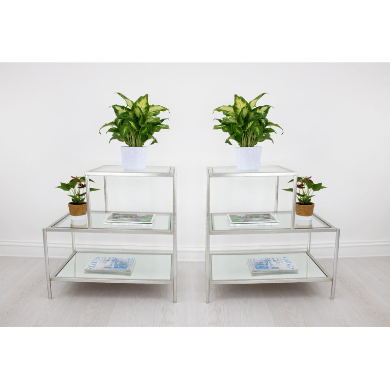 Hanna End Table, Antiqued Silver Leaf