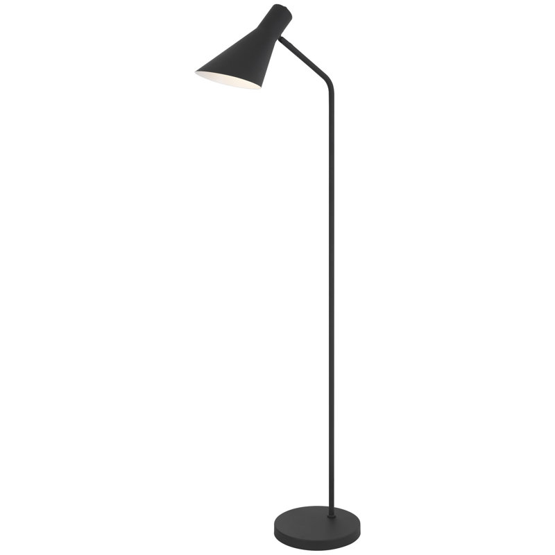 Lampe sur pied DEL noir mat, structure métallique, hauteur 148,6 cm (58,5 po).