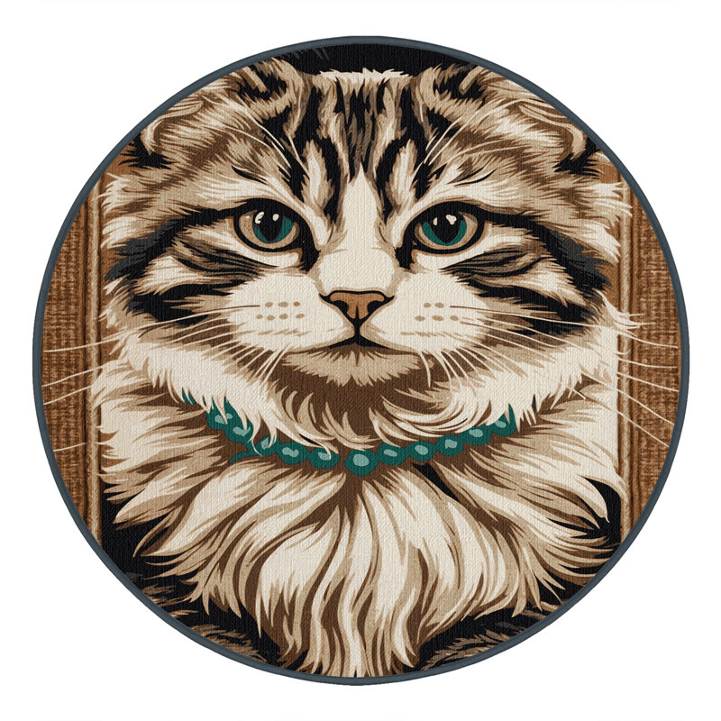 Washable Chantilly Tiffany Cats Area Rug, Round 5'