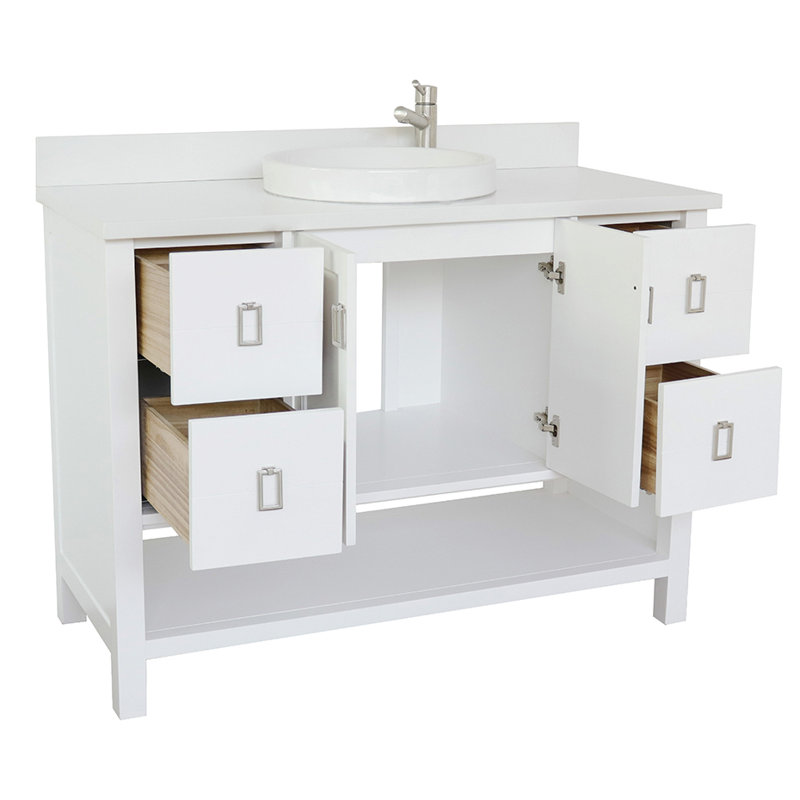 Wilhoit 49'' Single Bathroom Vanity with Top, White/White Quartz
