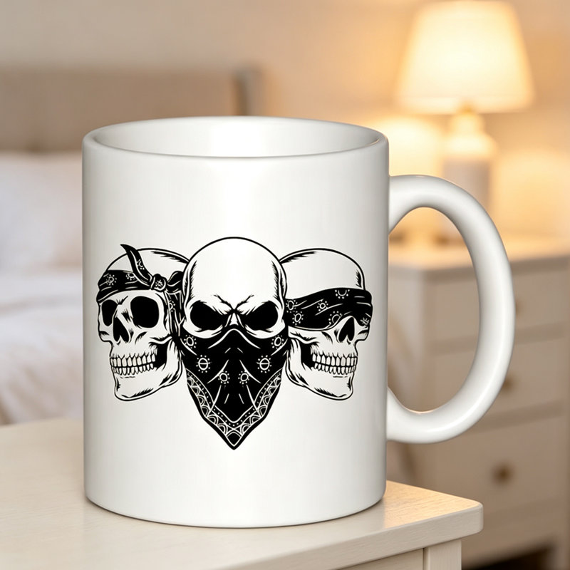 Skull Bandana Ceramic Coffee Mug Coffee Cup Tea Mug Birthday Gift Reading Reusable Great for Holding Tea Milk.
