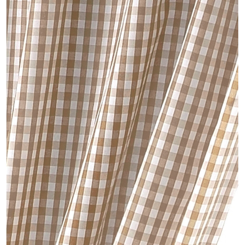 Rosas Classic Gingham Kitchen Curtains, 117cm W x 122cm L, Beige