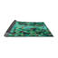 Tapis bleu sarcelle géométrique en laine-382214554