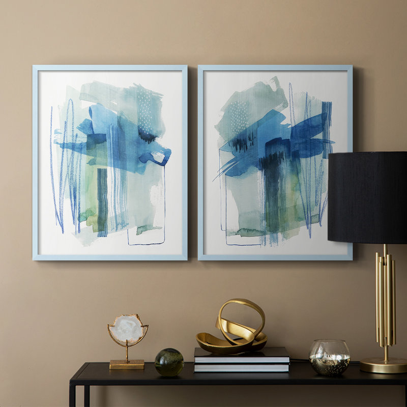 «Abstract Oasis I», reproduction encadrée de qualité supérieure - prête à être accrochée - aucun clou requis - aucun clou requis