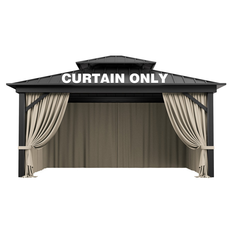 4-Panels Sidewall Curtains For Gazebo, Only Curtains, 78.74" H x 144" W x 120" D, Cream
