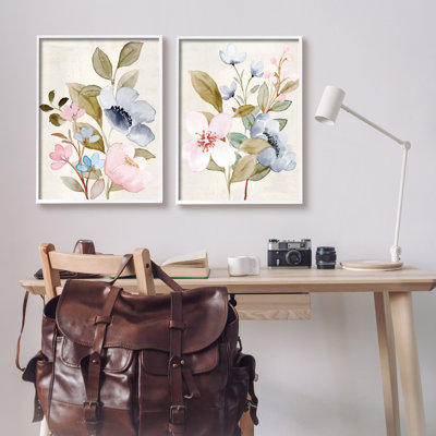 Soft Pastel Florals - 2 Piece Single Picture Frame Print Set on Canvas -  Stupell Industries, a2-636_wfr_2pc_24x30