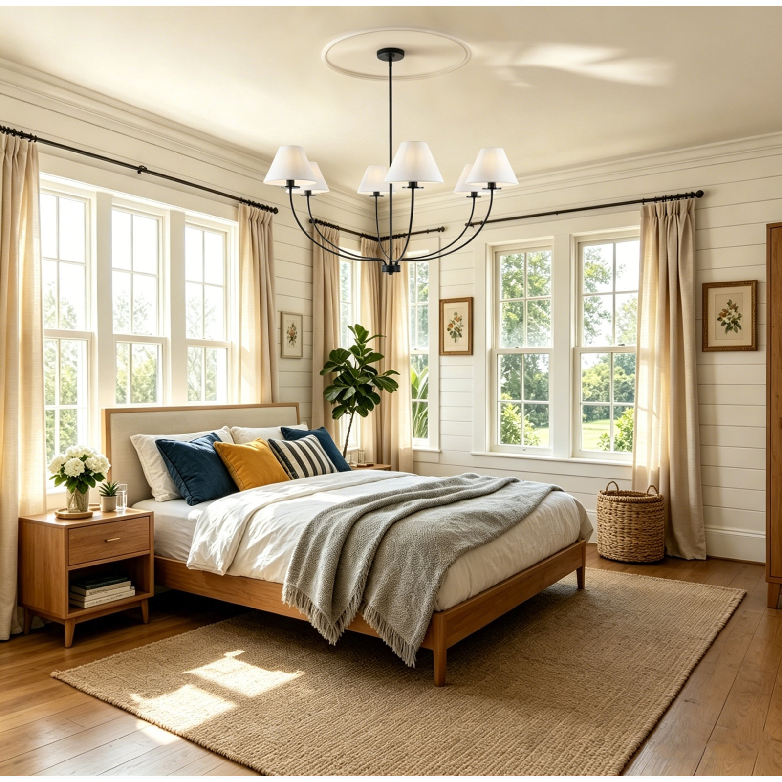 6-Light Oversize 47 inches Dimmable Classic Chandelier , Matte Black