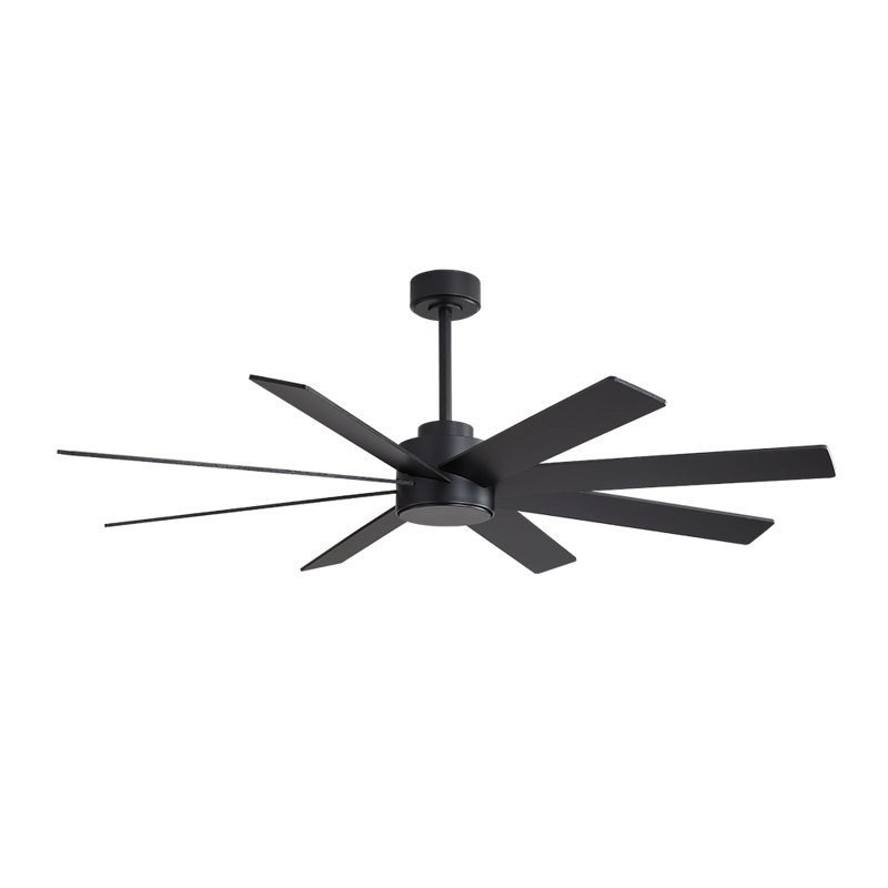 8-Plywood Blades Indoor Ceiling Fan With Remote, 60", Black with Black Blades