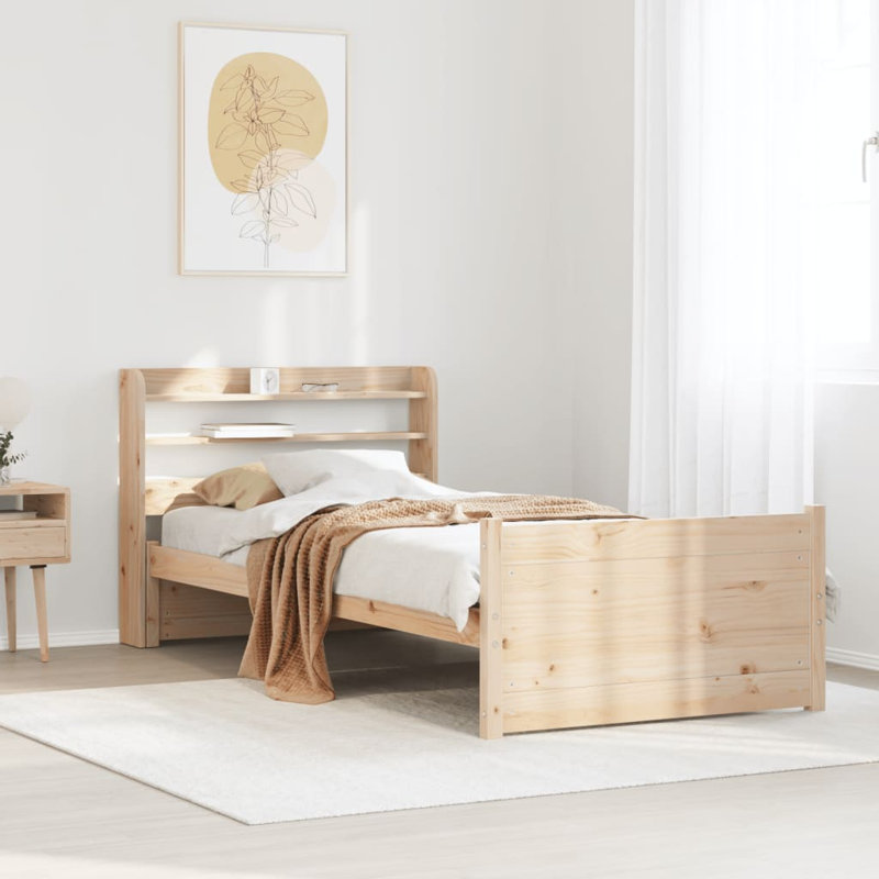Bed Frame With Headboard Without Mattress, 85 x 208cm, Brown