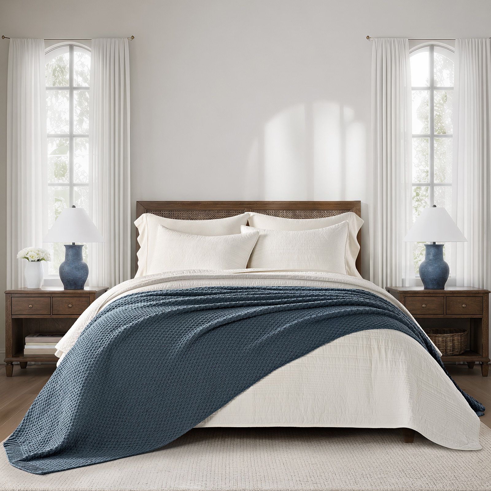 Chunky Chenille Weighted Throw Blanket, 90" L x 90" W, Stormy Blue