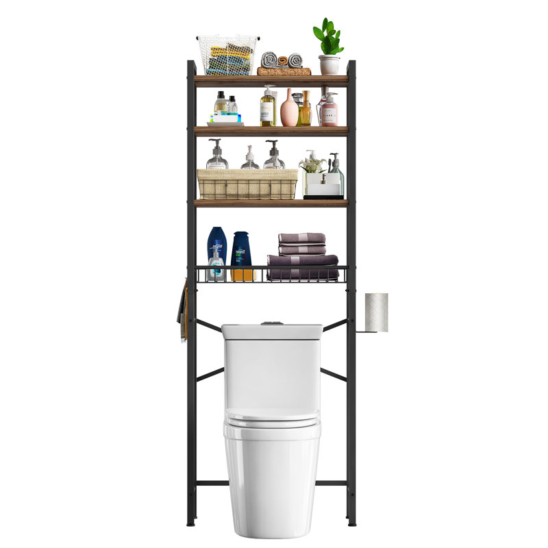 Awalt Freestanding Adjustable Over The Toilet Storage, Matte Black