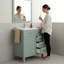 Ensemble de meuble-lavabo de salle de bain 30 po vert | Structure et tiroirs en bois massif