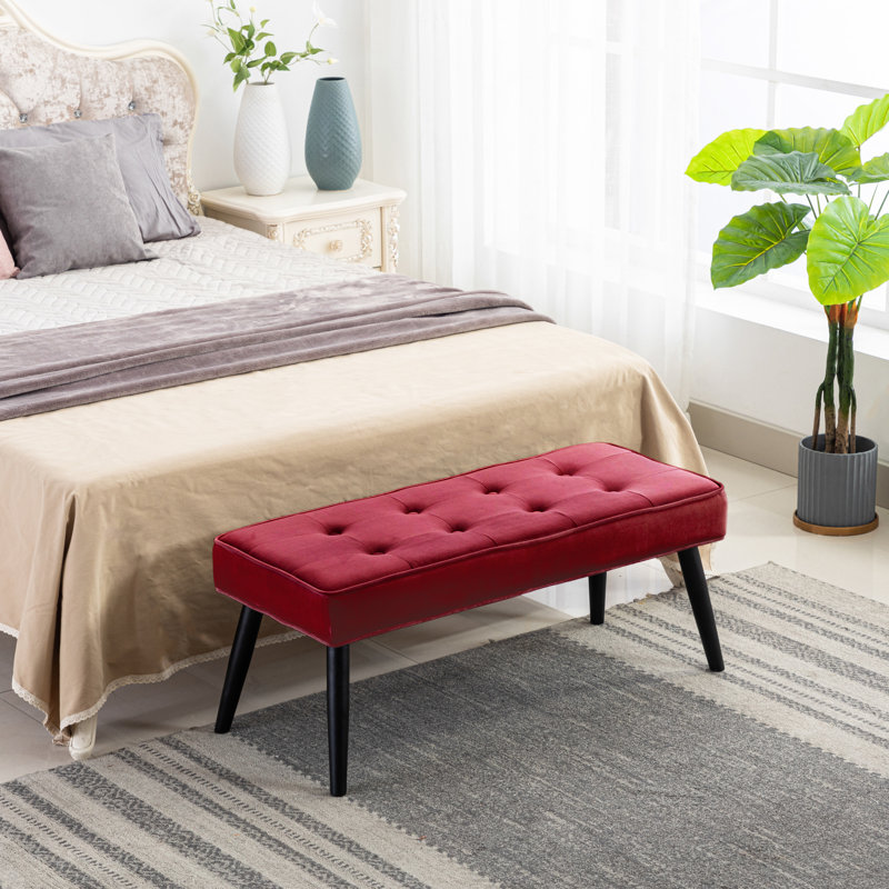 Banc rembourré Kirsten, Mélange de polyester rouge