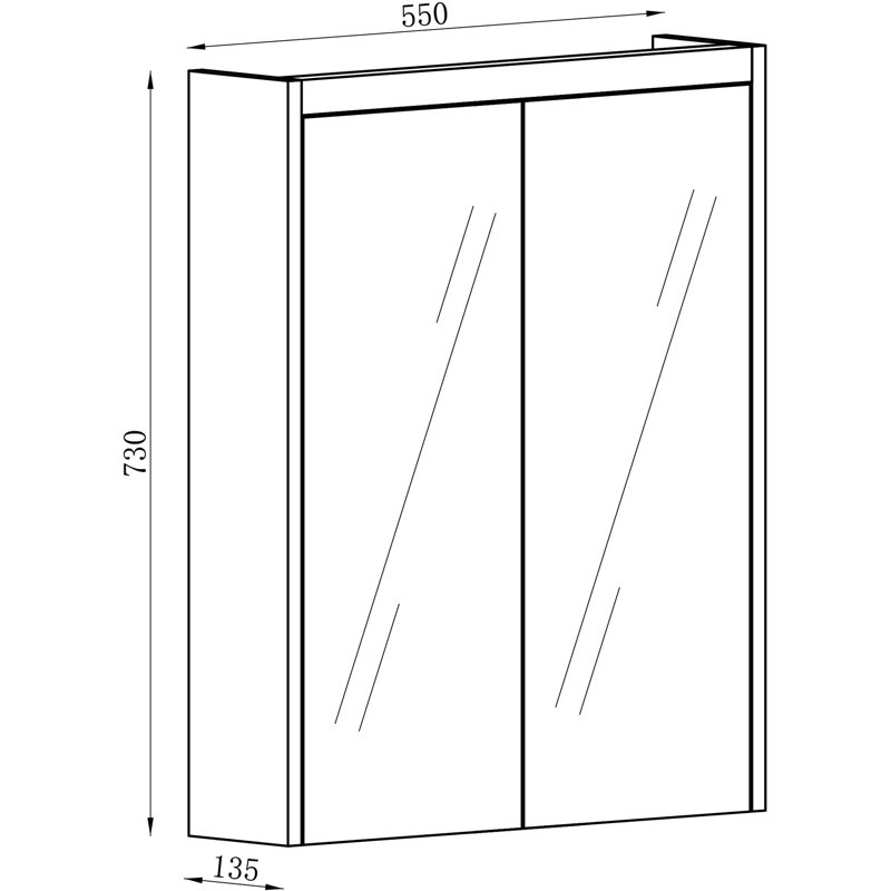 Benta 550mm W 730mm H Surface Framed Medicine Cabinet Mirror 3 Fixed, Grey