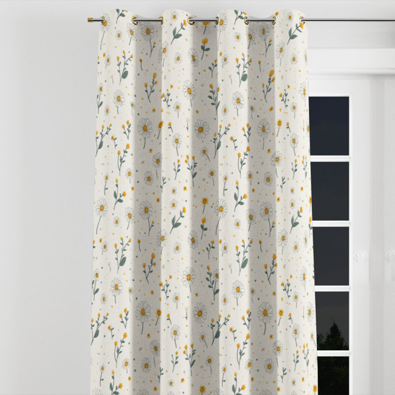 Panneaux de rideaux à motif floral - rideau à œillets moderne bamse - 1 panneau, L 52 po x L 120 po, Œillets dorés